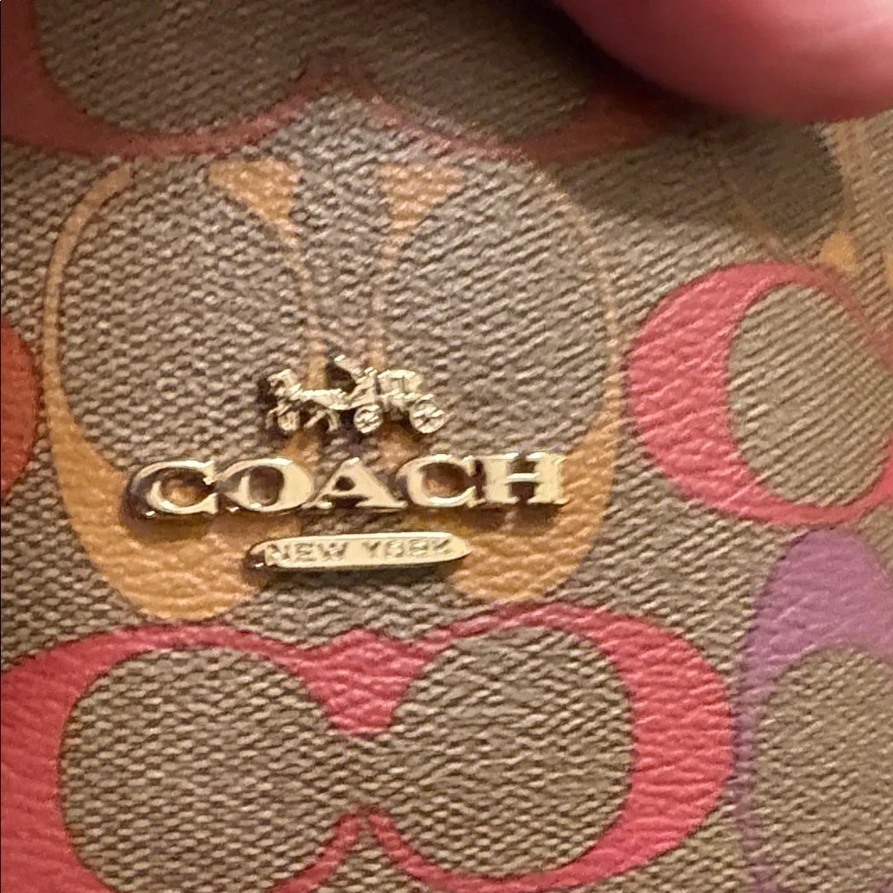 Coach Pink and Orange Signature Tote with Wallet